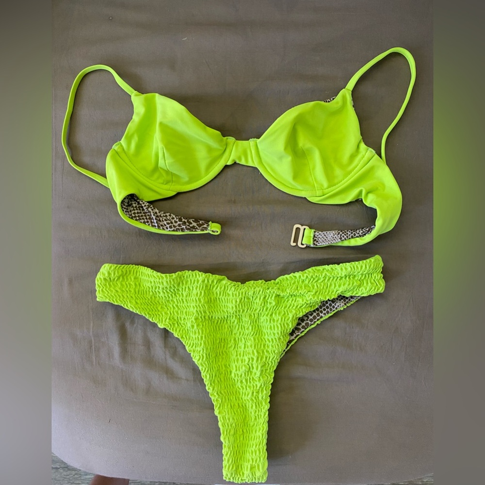 Acacia Swimwear 
Neon Lime Two-Piece Underwire Bikini Set